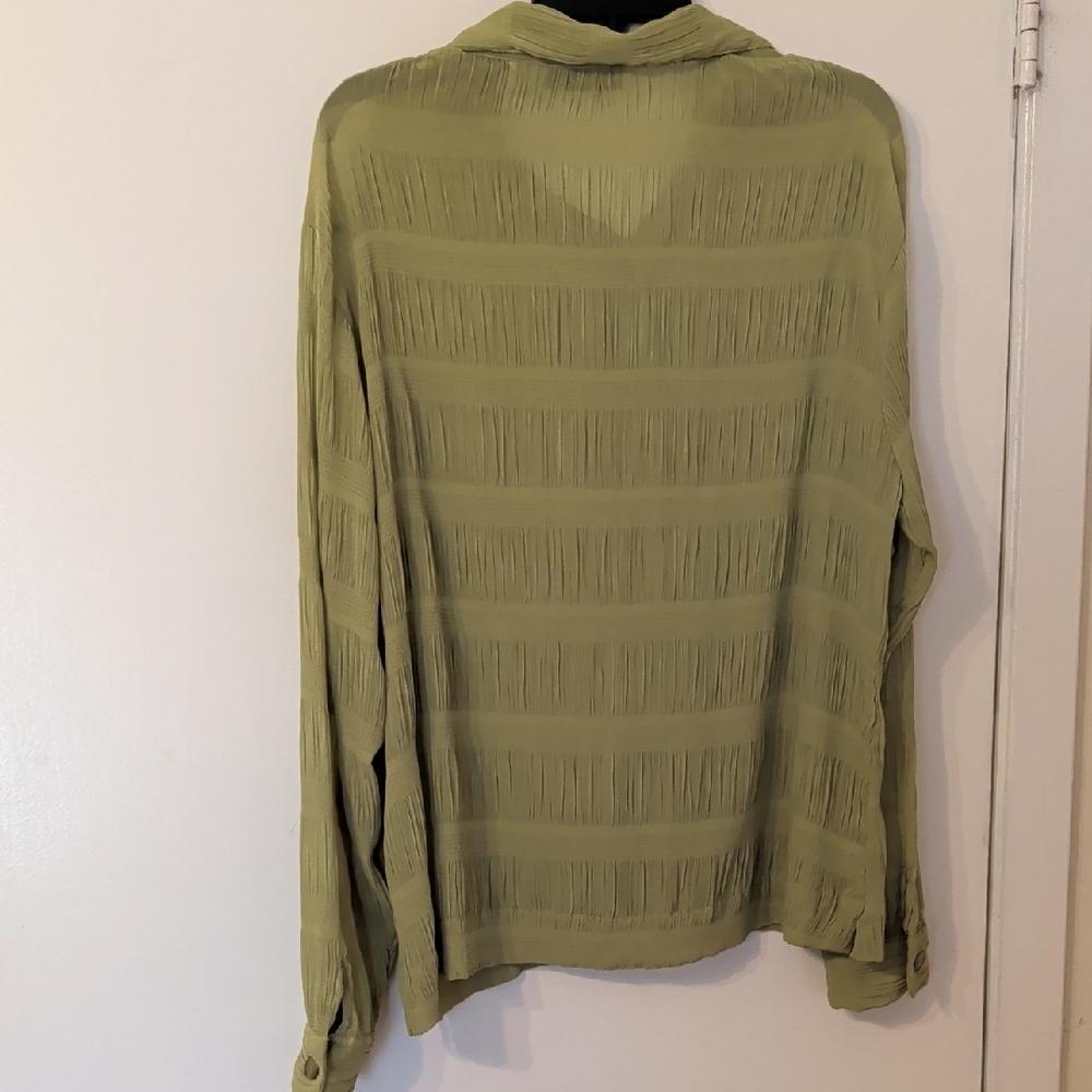 Vintage Selene Sport Olive Button-Down Shirt, 16W - Picture 2 of 6